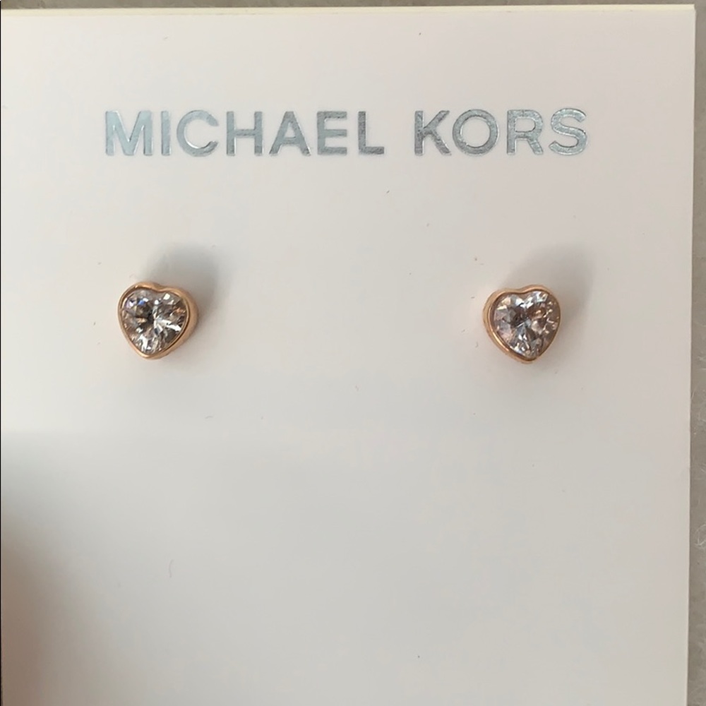 MK heart stud earrings